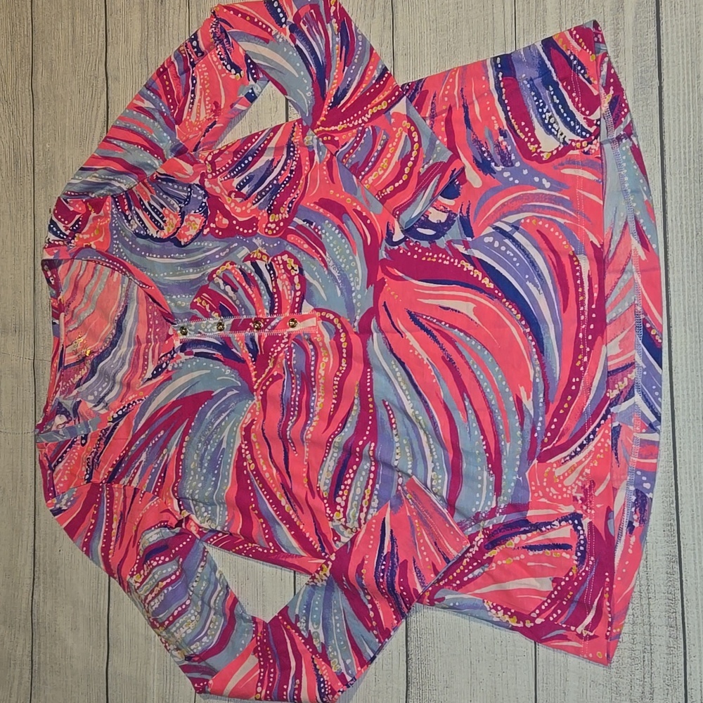 Lilly Pulitzer Sorella Long Sleeve Top Pink Multicolor Print Size XS NWOT